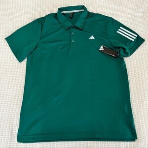 ADIDAS GOLF 3 Stripe Performance Polo Shirt Mens Golf XL NWT Forrest Green